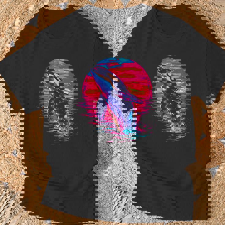 Orca Atardecer Camiseta unisex Regalos para ancianos