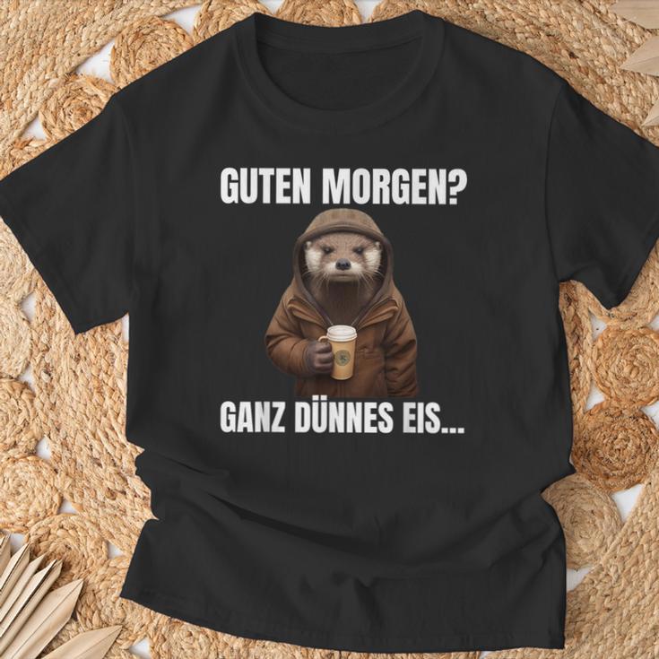 Otter Guten Morgen Ganz Dünnes Eis Kaffee Guten Morgen T-Shirt Geschenke für alte Männer