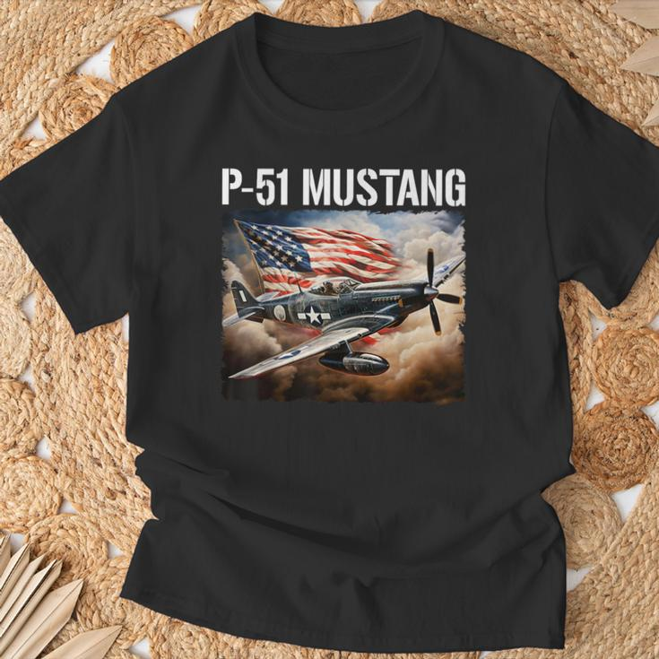 P-51 Mustang American Ww2 Fighter Airplane P-51 Mustang T-Shirt Gifts for Old Men