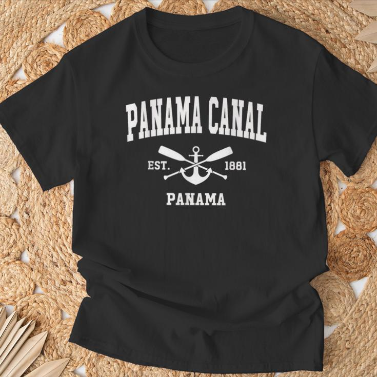 Panama Canal Vintage Crossed Oars & Boat Anchor Sports T-Shirt Gifts for Old Men