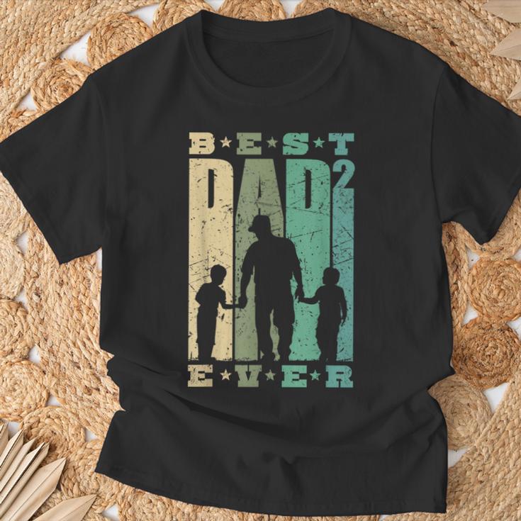 Papa 2 Söhne Dad Hoch 2 Zweifach Father S T-Shirt Geschenke für alte Männer