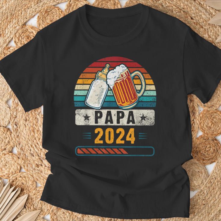 Papa 2024 Babyankündigung Werdender Papa T-Shirt Geschenke für alte Männer