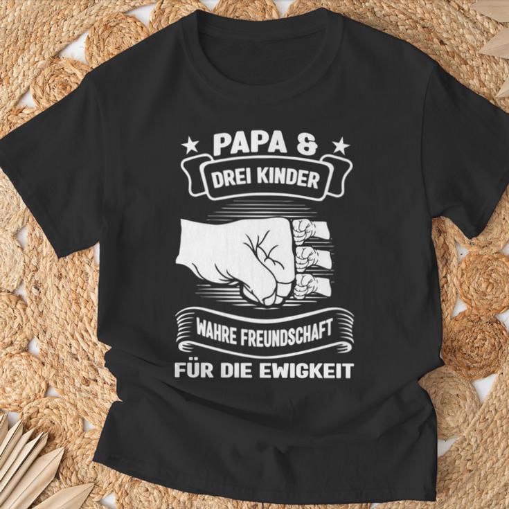 Papa & Drei Kinder Freundschaft Papa 3 Children's T-Shirt Geschenke für alte Männer