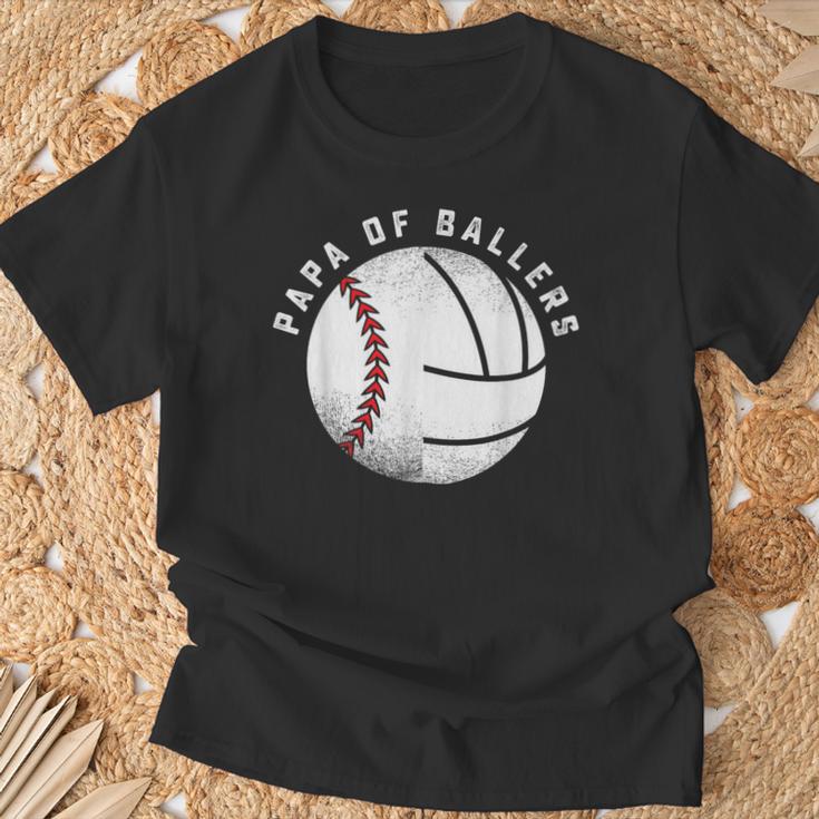 Papa Baseballolleyball Spieler Tochter Sohn Sport Team Dad T-Shirt Geschenke für alte Männer