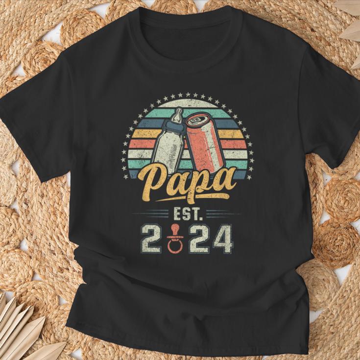 Papa Est 2024 Ersteratertag Frischgebackener Papa T-Shirt Geschenke für alte Männer