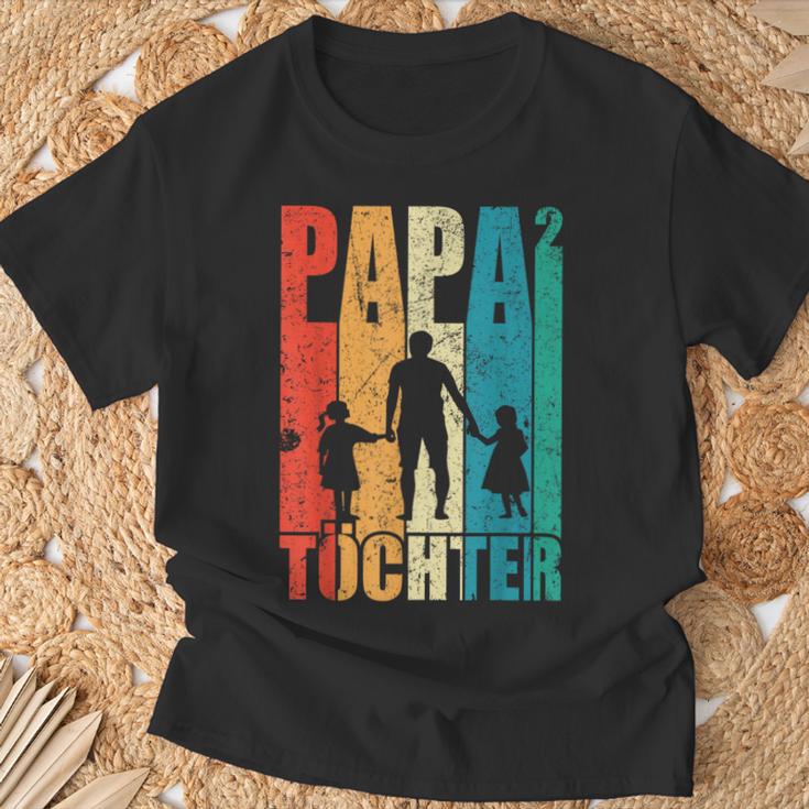 Papa Hoch 2 Dad Hoch 2 Töchter Zweifach Papa Father's Day S T-Shirt Geschenke für alte Männer