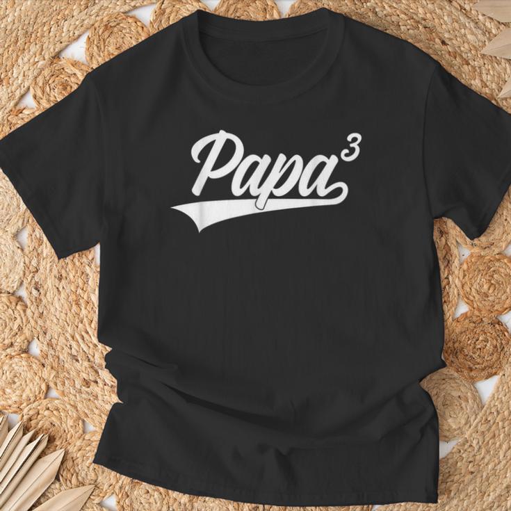 Papa Hoch 3 Kinder Werden Papa T-Shirt Geschenke für alte Männer