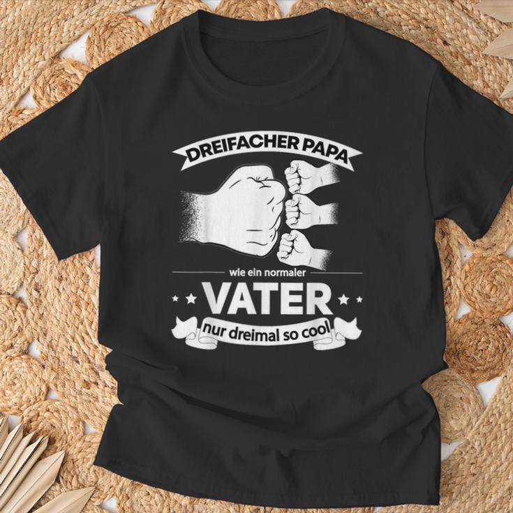 Papa Hoch 3 Nachwuchs German Language T-Shirt Geschenke für alte Männer