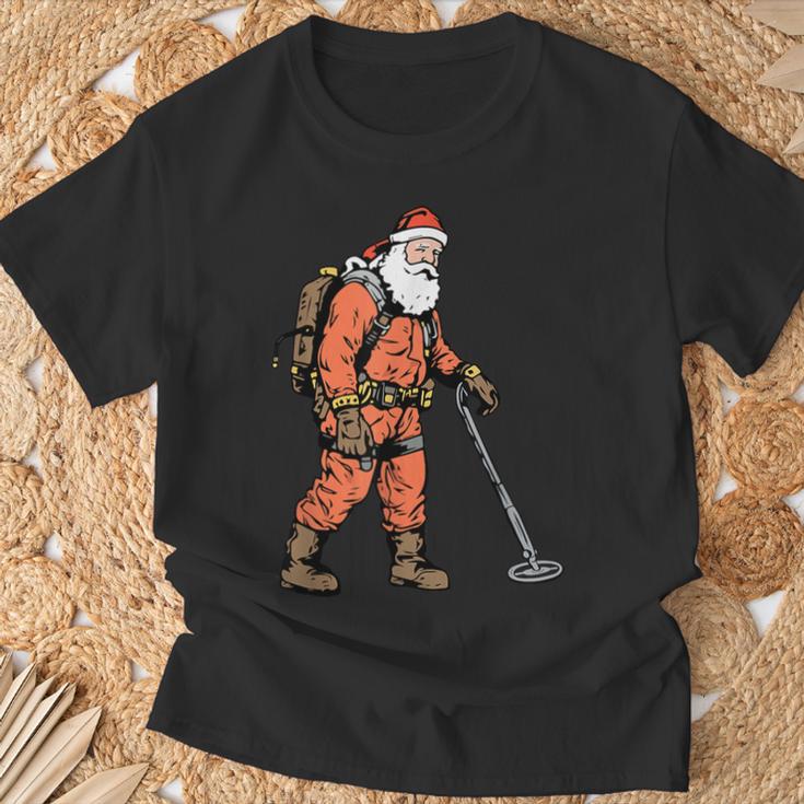 Papá Noel Como Detectorista De Metales Detección De Metales Navidad Camiseta unisex Regalos para ancianos