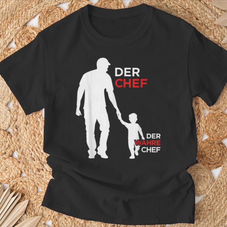 Papa Sohn Wahre Chef Füratertag Geburtstag Weihnachten T-Shirt Geschenke für alte Männer