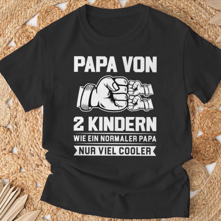 Papaon 2 Kindern Papa 2 Kinder T-Shirt Geschenke für alte Männer