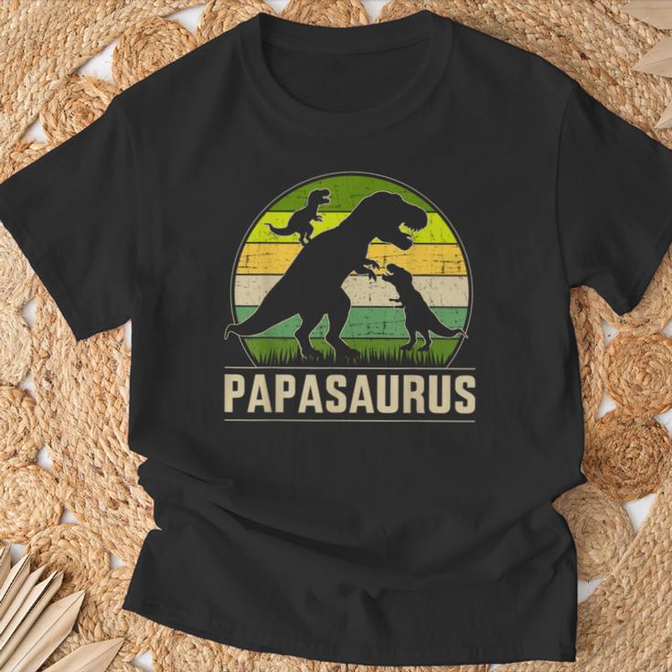 Papasaurus Zwei Kinder Für Papa Zumatertag Weihnachten T-Shirt Geschenke für alte Männer