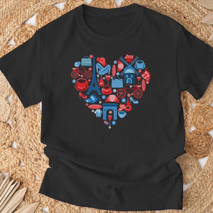 Paris France One Love Heart Paris T-Shirt Geschenke für alte Männer