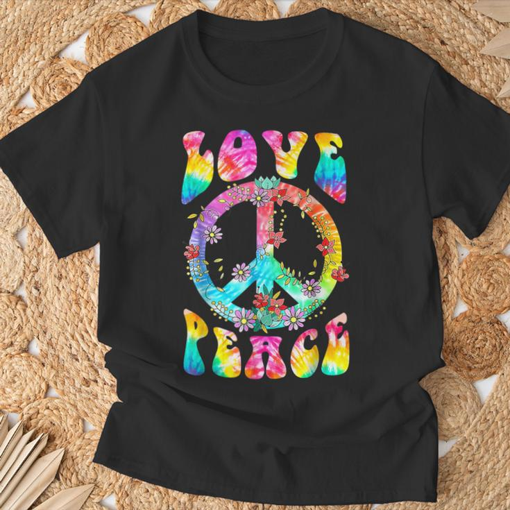 Peace Costume Sign Love 60S 70S Tie Dye Hippie Women T-Shirt Gifts for Old Men