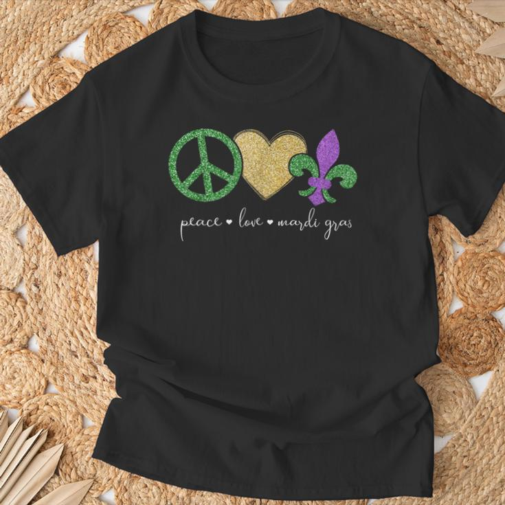 Peace Love Mardi Gras With Fleur De Lis In New Orleans T-Shirt Gifts for Old Men