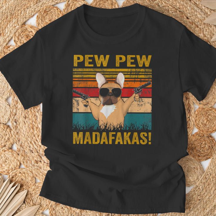 Pew Pew Madafakas French Bulldog Dogs Dad Vintage T-Shirt Geschenke für alte Männer
