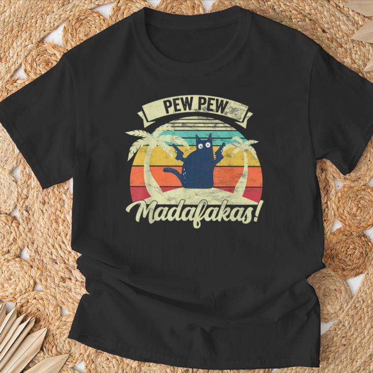 Pew Pew Madafakas Vintage Cat Fun T-Shirt Geschenke für alte Männer