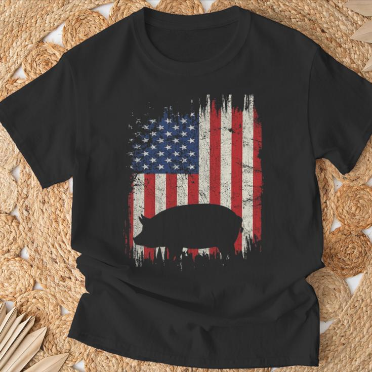 Pig 4Th Of July Pig American Flag Patriotic Farm T-Shirt Gifts for Old Men