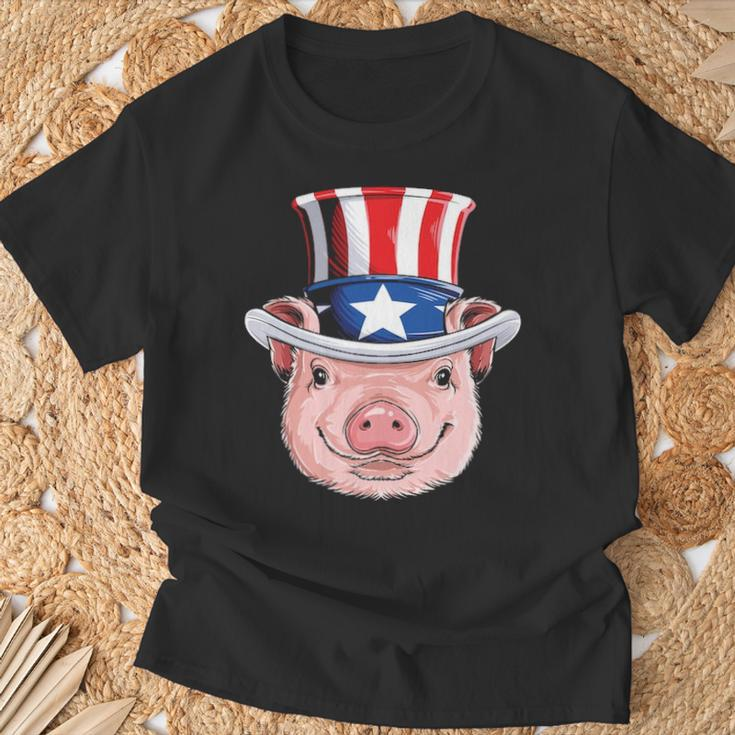 Pig 4Th Of July Uncle Sam American Flag Hat T-Shirt Gifts for Old Men