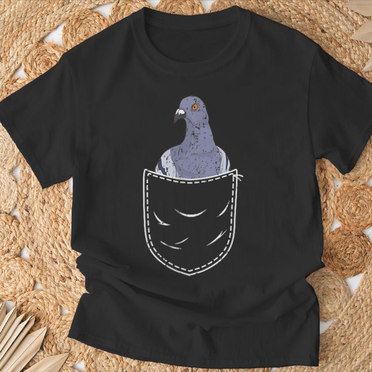 Pigeon Taubenschlag Bird Animal Lover Chest Pocket Black T-Shirt Geschenke für alte Männer
