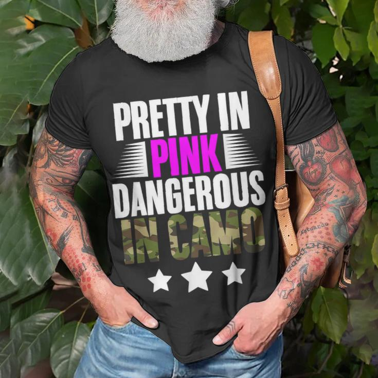 Pretty Pink Dangerous In Camo Hunting Hobby T-Shirt Gifts for Old Men