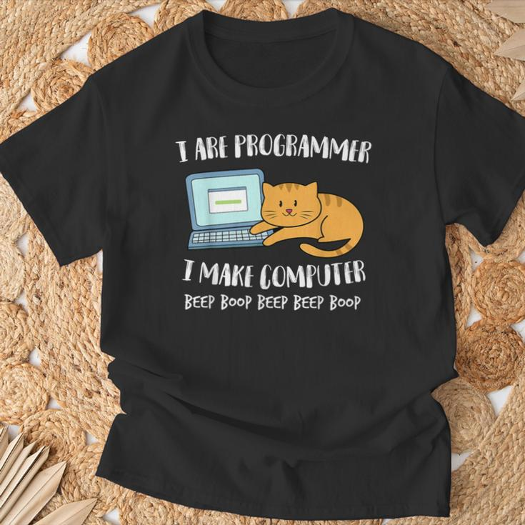 I Are Programmer Computer Scientist Computer Cat T-Shirt Geschenke für alte Männer