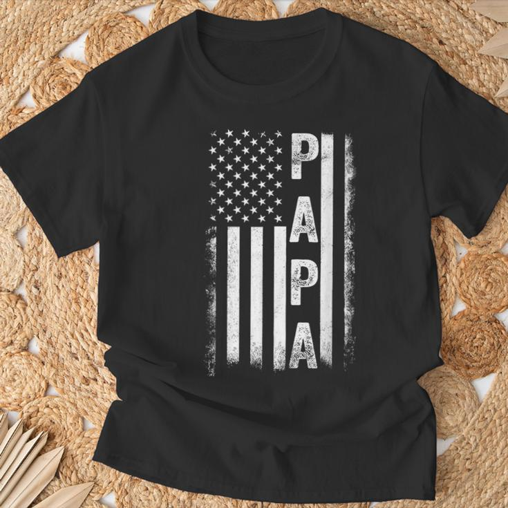 Proud Papa American Flag Fathers Day Grandpa For Men T-Shirt Gifts for Old Men