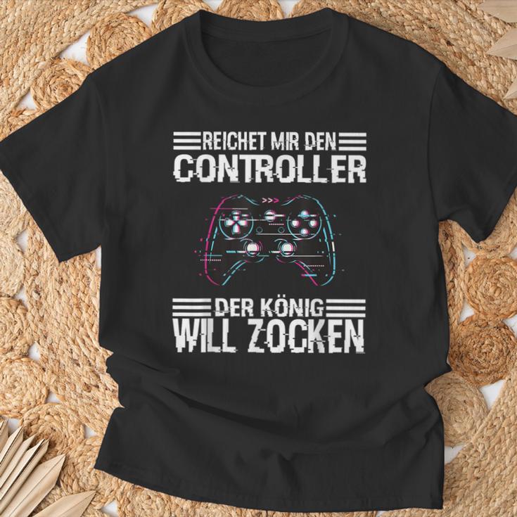 Ps5 Console Gamer Zocken Reichet Mir Den Controller König T-Shirt Geschenke für alte Männer