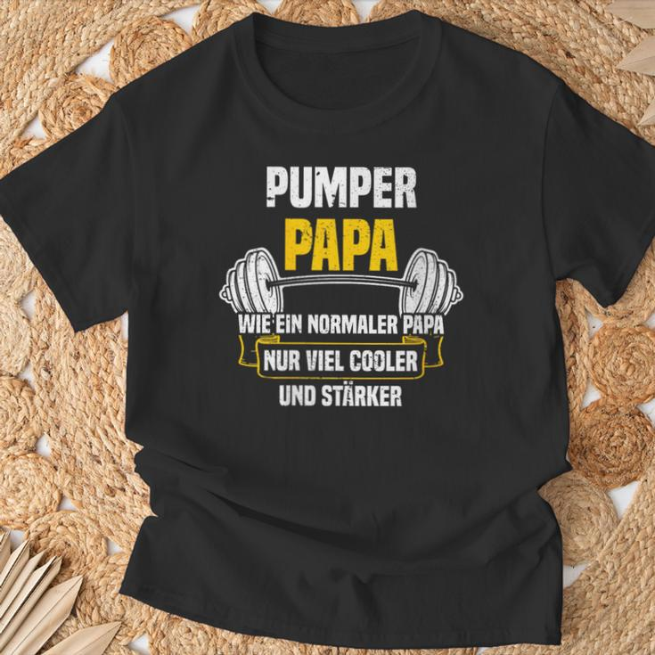 Pumper Papa Kraftsport Gym Lustiges Bodybuilding Mit-Ausschnitt T-Shirt Geschenke für alte Männer