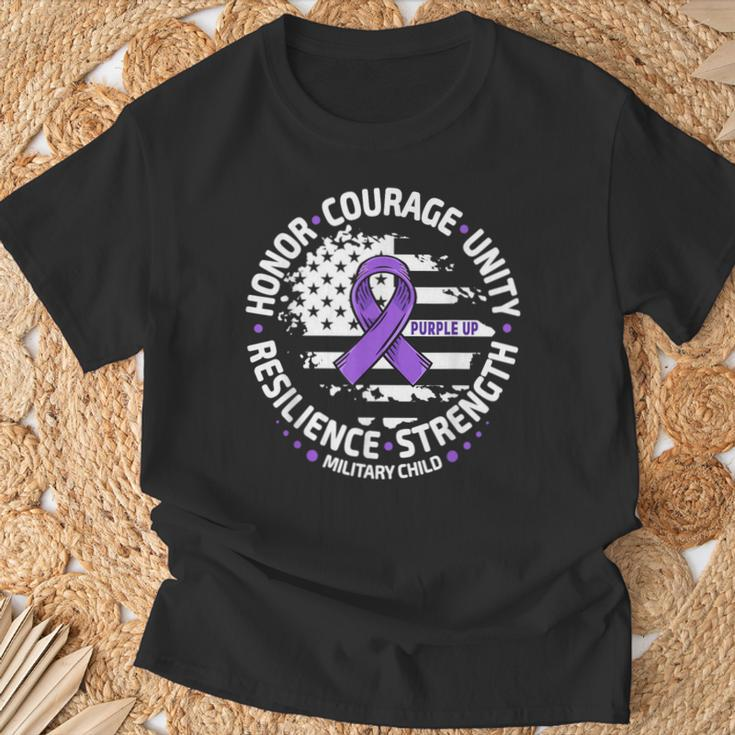 Purple Up For Military Kid Us Flag Cool Military Child Month T-Shirt Gifts for Old Men