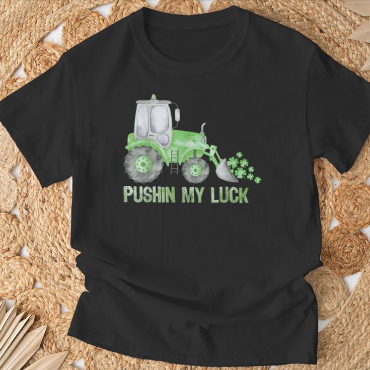 Pushing My Luck Construction Worker St Patrick's Day Boys T-Shirt Gifts for Old Men