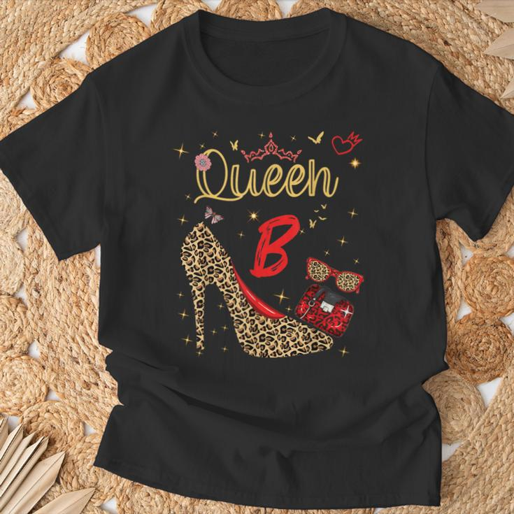 Queen Letter B Initial Name Leopard Heel Letter B Alphapet T-Shirt Gifts for Old Men