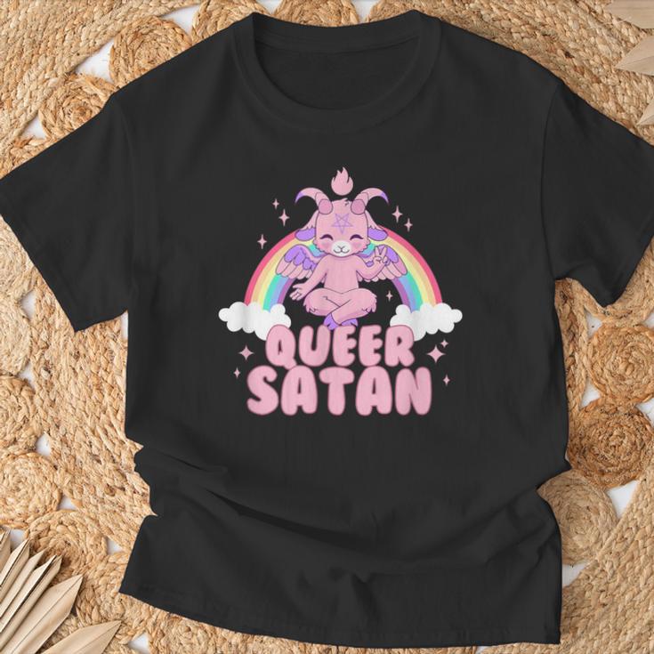 Queer Satan Baphomet Nicht-Binäre Geschlechtsflüssigkeit Queer Pride T-Shirt Geschenke für alte Männer