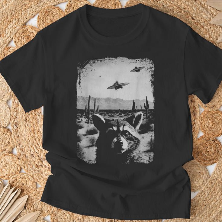 Raccoon-Graphik T-Shirt Schwarz-Weiß, Natur-& Flugzeugdesign Geschenke für alte Männer
