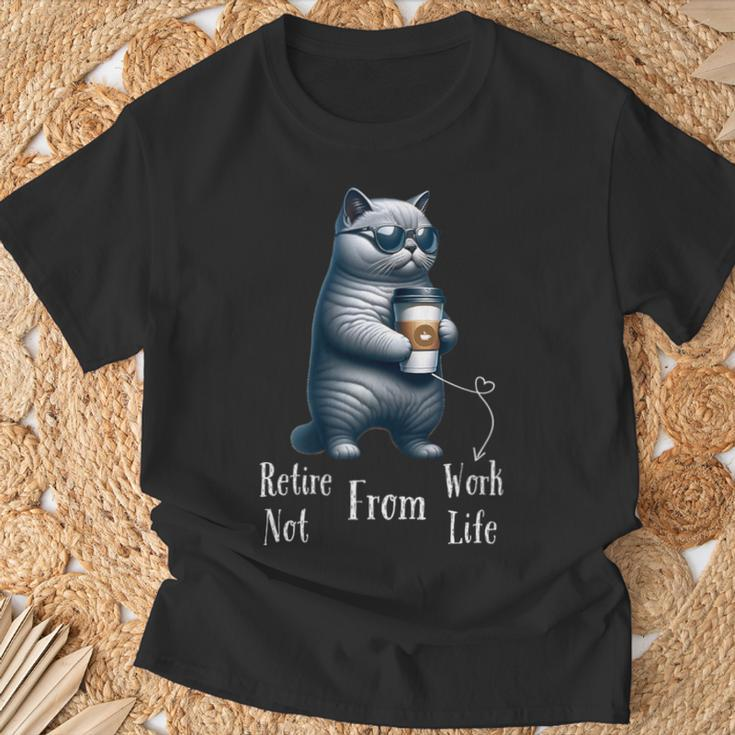 Retire From Work Not From Life Anymore Cat Retirement T-Shirt Gifts for Old Men