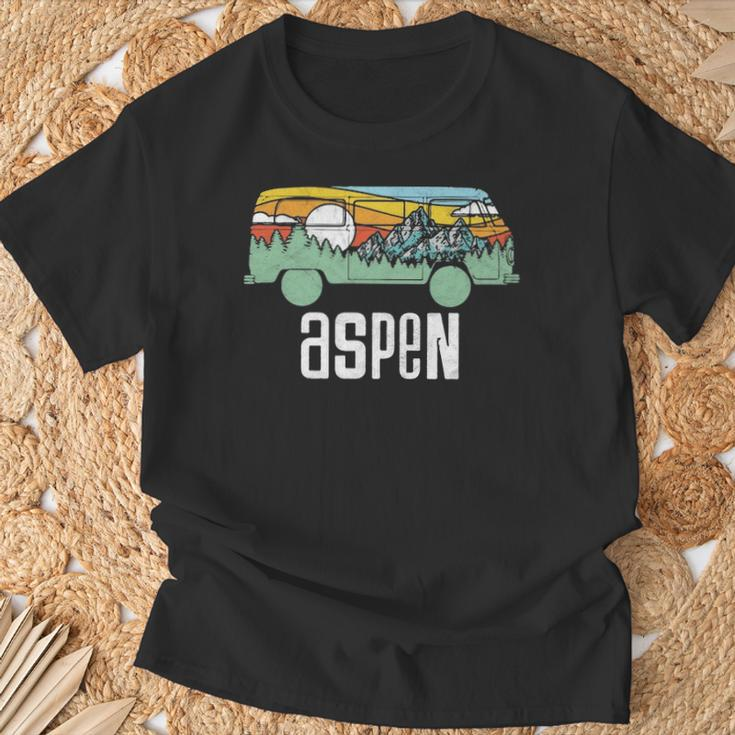 Retro Aspen Colorado Outdoor Hippie Van Graphic T-Shirt Gifts for Old Men