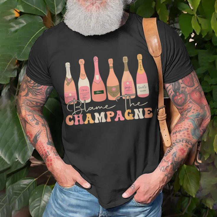 Retro Blame The Champagne Happy New Year 2024 Party Friends T-Shirt Gifts for Old Men