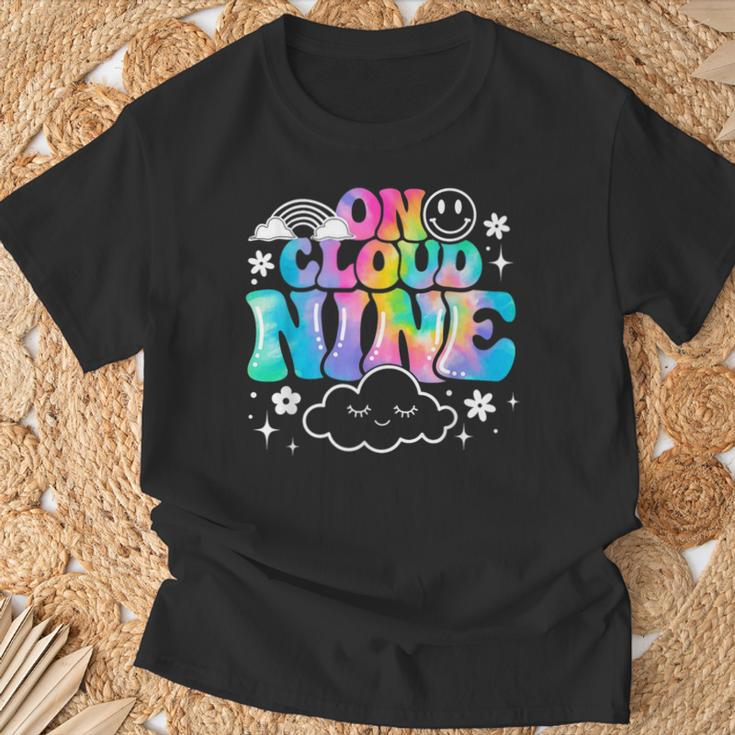 Retro On Cloud Nine Tie Dye Happy 9Th Birthday 9 Years Old T-Shirt Gifts for Old Men