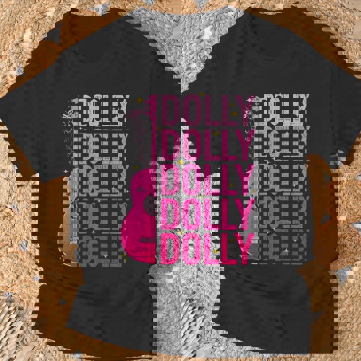 Retro Dolly First Name Guitar Pink Cowgirl Western T-Shirt Gifts for Old Men