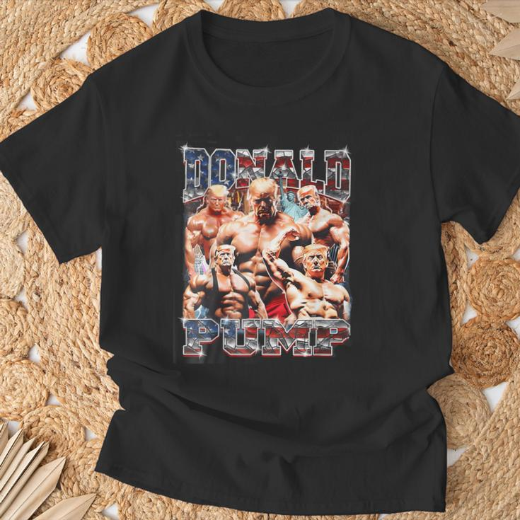 Retro Donald Pump Gym Collage Photo Meme Trump T-Shirt Gifts for Old Men
