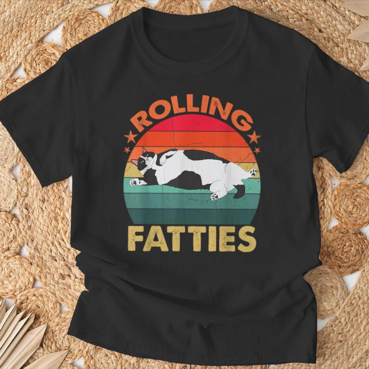 Retro Fat Kitten Cat Rolling Fatties T-Shirt Gifts for Old Men