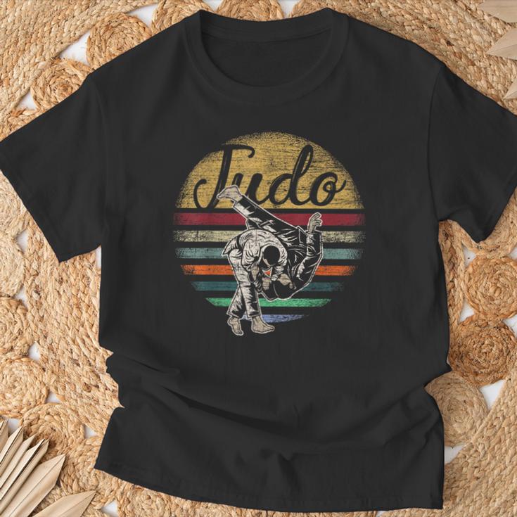 Retro Judo Kampfsport-T-Shirt, Vintage Streifen & Wurfgrafik Tee Geschenke für alte Männer