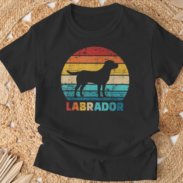 Retro Labrador Silhouette T-Shirt im Sonnenuntergang Design Geschenke für alte Männer