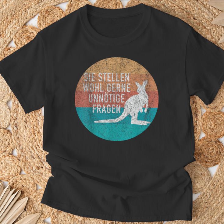 Retro Stil Känguru T-Shirt Unnötige Fragen Spruch Geschenke für alte Männer