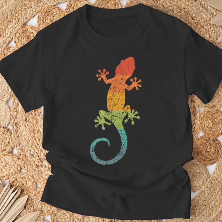 Retro Striped Gecko Cute Gecko Silhouette Vintage Children's T-Shirt Geschenke für alte Männer