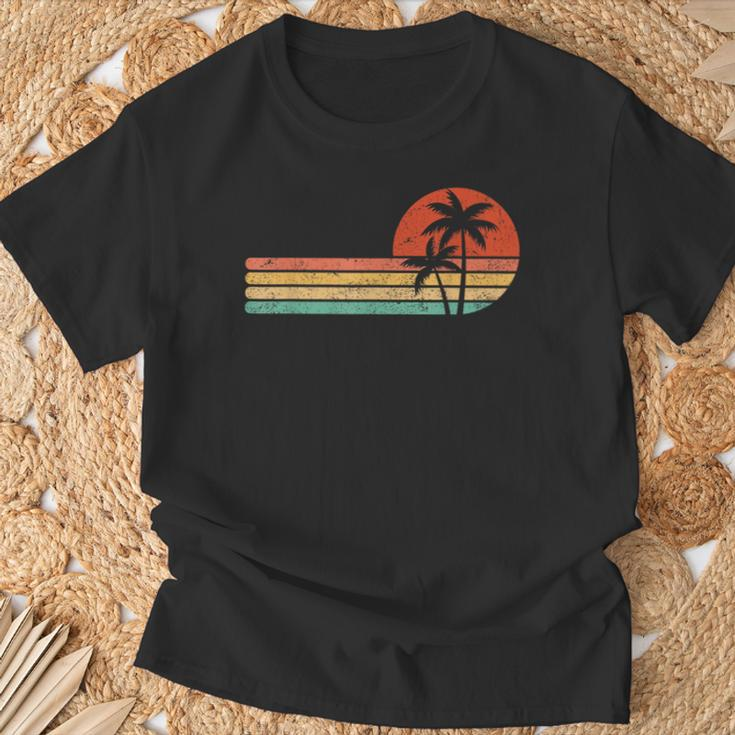 Retro Style Tropical Vintage Sunset Beach Palm Tree T-Shirt Gifts for Old Men