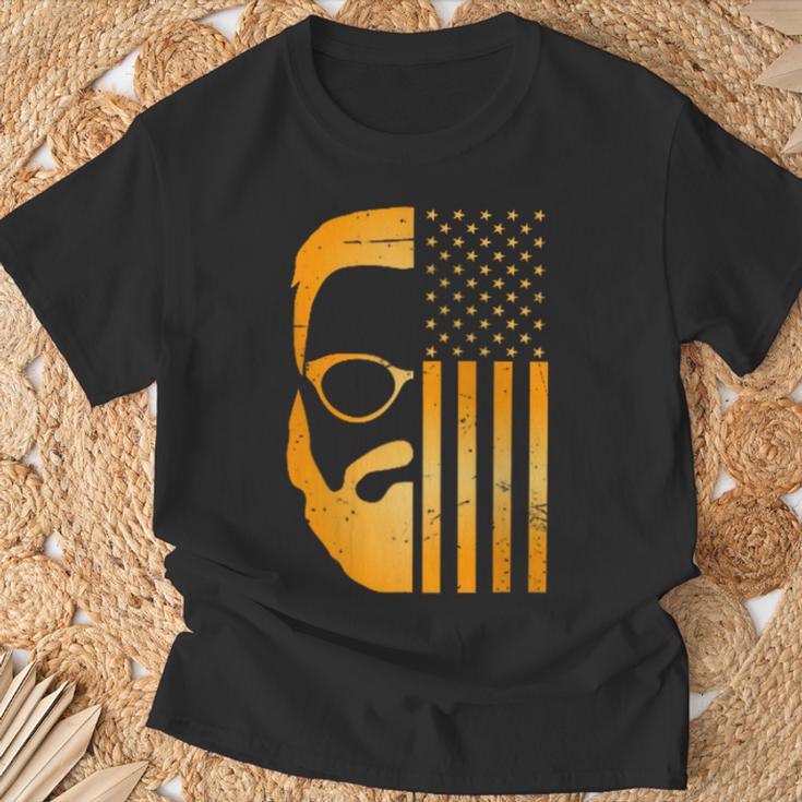 Retro Us Flagge Mit Bart Und Brille Für Papaäter Männer Kapuzenjacke T-Shirt Geschenke für alte Männer