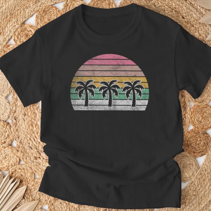 Retro Vintage Palm Trees Beach Summer Vacation Beach T-Shirt Gifts for Old Men