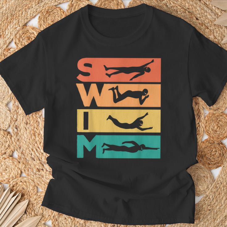 Retrointage Swimming For Swimmer T-Shirt Geschenke für alte Männer