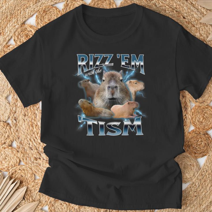 Rizz 'Em With The 'Tism Autism Awareness Meme Capybara T-Shirt Gifts for Old Men